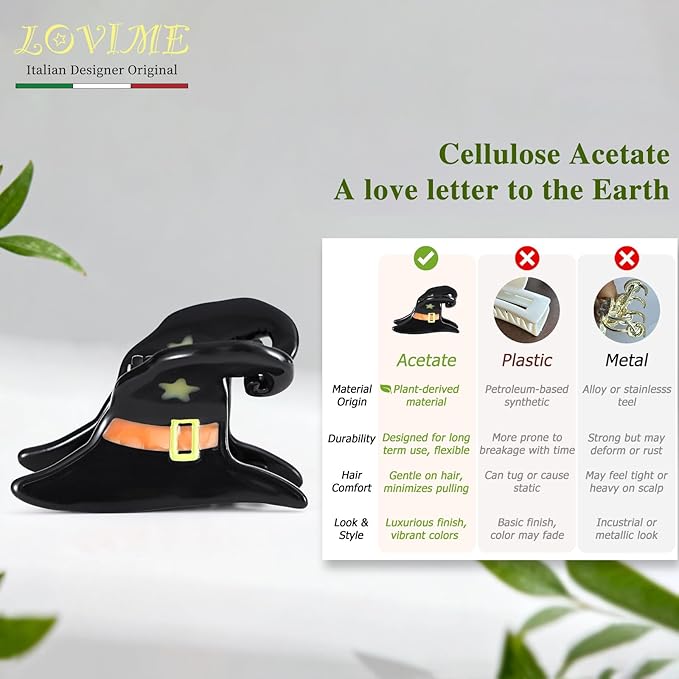 Halloween Mini Witch Hat Acetate Claw Original Cute Hair Clips for Women