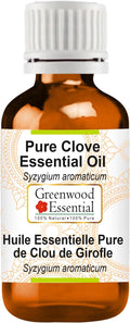 Greenwood Essential Clove Essential Oil (Syzygium aromaticum) Pure | Non-Sticky | Non-Greasy | Lightweight | Men & Women | All Skin Types | Steam Distilled 15ml (0.50 oz)