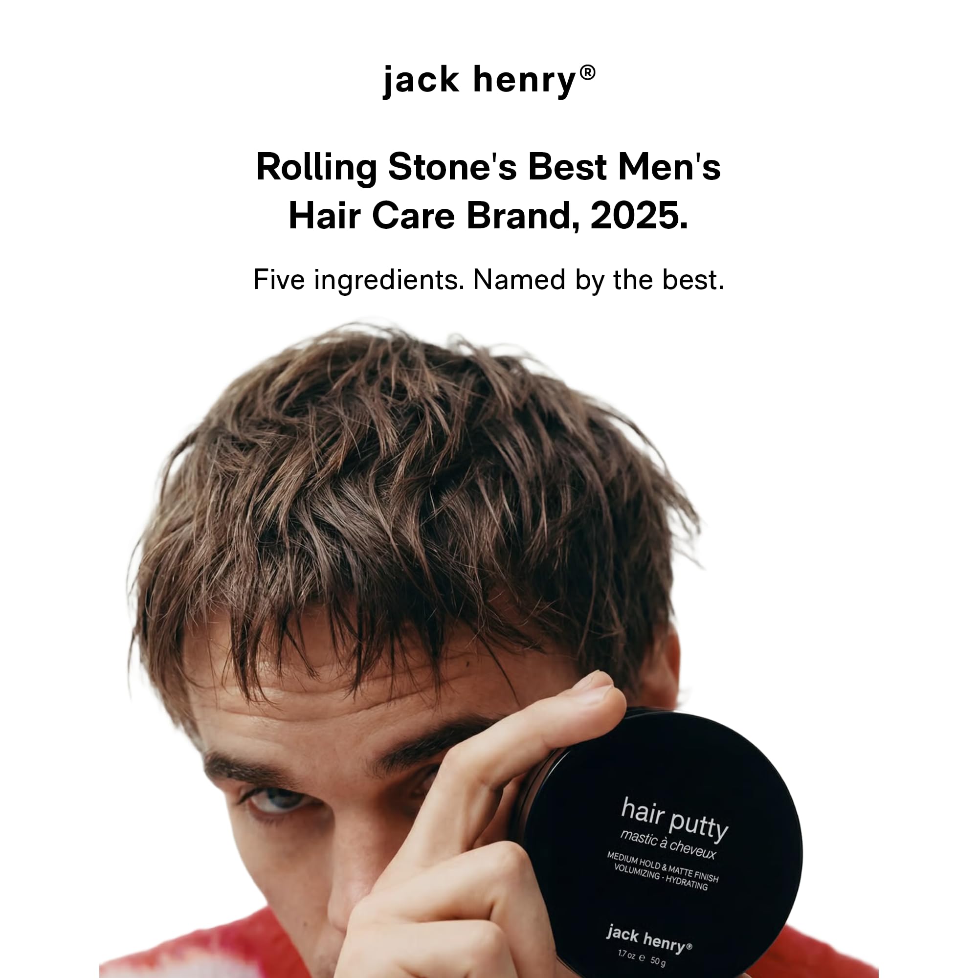 Jack Henry Hair Putty – Natural Matte Finish Styling Paste for Men – Medium Hold, Lightweight, Non-Greasy – With Mango Butter & Broccoli Seed Oil for Nourishment – 1.7 oz