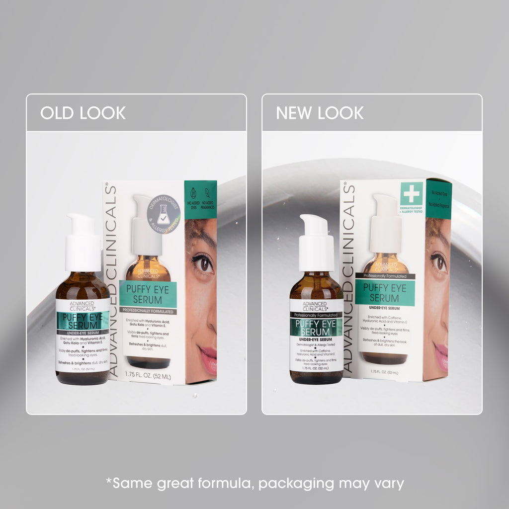 Advanced Clinicals Puffy Eye Under Eye Serum | Visible Anti Aging Brightening Vitamin C + Caffeine Serum Helps Improve Look Of Puffiness, Fine Lines, Dark Circles, & Uneven Skin Tone, 1.75 Fl Oz