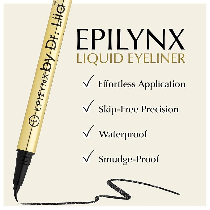 EPILYNX Liquid Eyeliner, Waterproof Vegan, Shimmer Black, 2mL