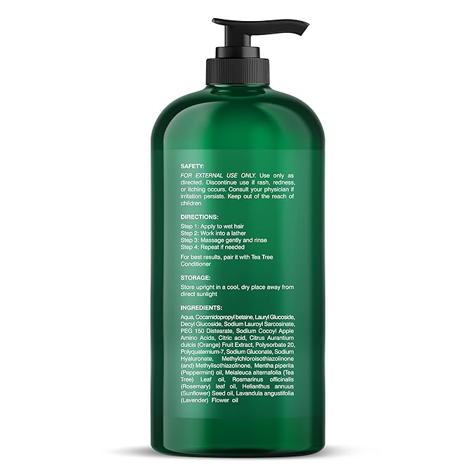 Botanic Hearth Tea Tree Shampoo, Vitamin C, Peppermint, Lavender and Rosemary Oil, Fights Dandruff and Dry Scalp, 16 fl oz