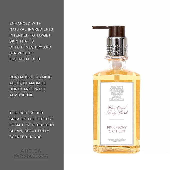 Antica Farmacista Hand & Body Wash - Luxury Nourishing & Hydrating Hand Cleansing Wash - Bath & Body Gift - Peonia, Gardenia & Rosa, 10 fl oz