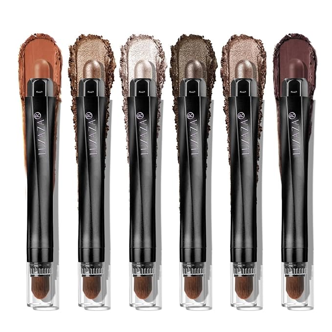 LUXAZA PRO Neutral Eyeshadow Stick Makeup Set, Metallic Shimmer Matte Cream Eye Shadow Eyeliner Brightener Pencil Crayon - Cinnamon Coco