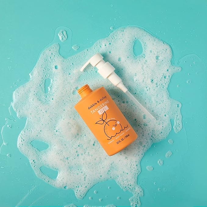 Dabble & Dollop Tangerine Kids 3-in-1 Body Wash, Shampoo & Bubble Bath – Tear-Free, Gentle, Natural-Origin, Hypoallergenic and Safe for Sensitive Skin (10 fl oz, Pack of 2)