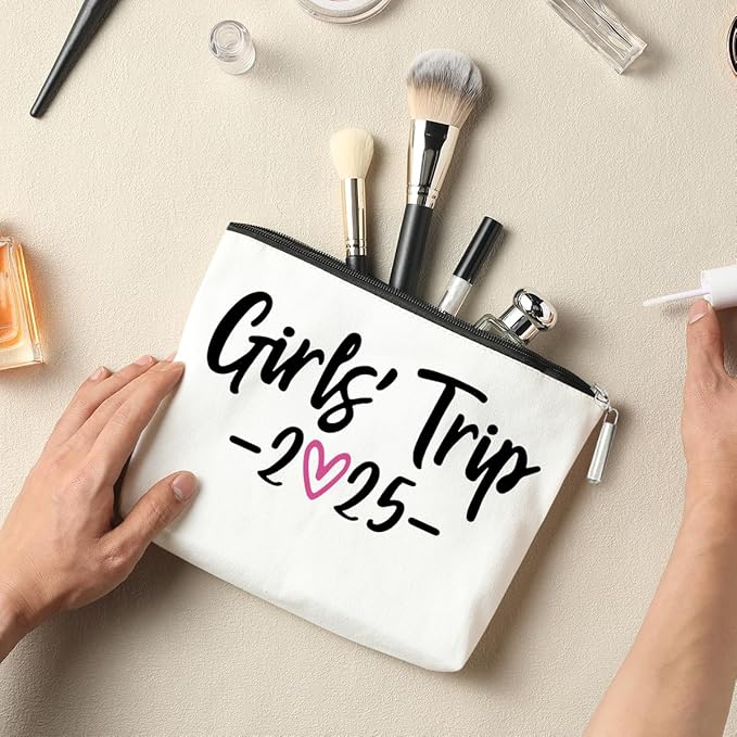 NBIAN 4 PCS Girls Trip Gifts Favors 2026 Girls Weekend Gifts for Women Bestie Gifts Friend Gifts Girls Trip Favors for Sister Niece Friendship Holiday Vacation Makeup Bag Weekend Bags for Women