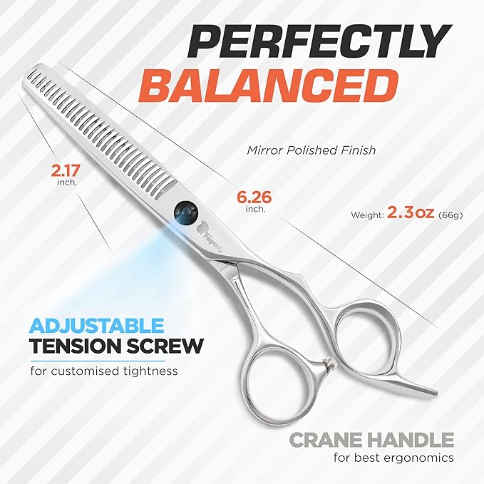 Fagaci Hair Thinning Scissors 6", Professional Thinning Shears Sharp Blades