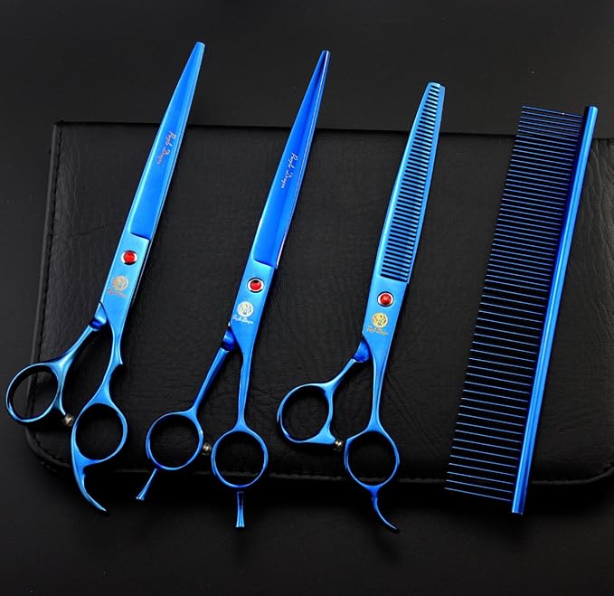 Purple Dragon 8 inch 3 in 1 Professional Pet Grooming Thinning(Blue)