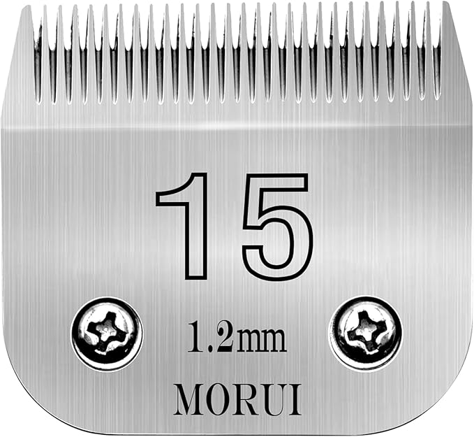 morui 15 Cut Length 3/64"(1.2mm) Detachable Pet Dog Clipper Blades UltraEdge Series Clipper Blades for Dog Grooming Compatible with Most Andis,Oster A5 Wahl KM Series Clippers