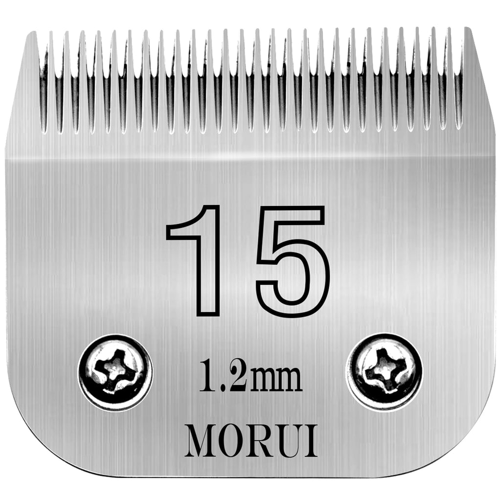 morui 15 Cut Length 3/64"(1.2mm) Detachable Pet Dog Clipper Blades UltraEdge Series Clipper Blades for Dog Grooming Compatible with Most Andis,Oster A5 Wahl KM Series Clippers
