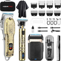 HIENA PRO Hair Clippers for Men Professional, Cordless Barber Clipper and T-Blade Beard/Hair Trimmer Set, Electric Razor Foil Shaver Nose Trimmer Barber Kit, Men's Hair Cutting Kit