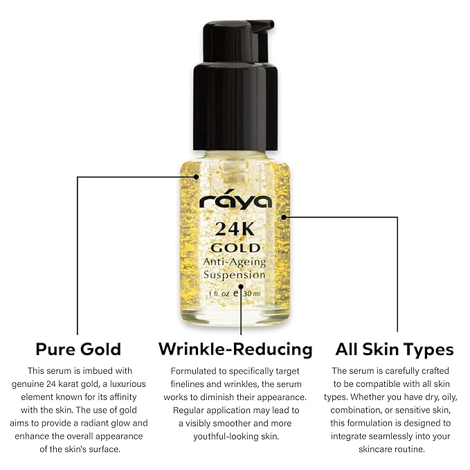 RAYA 24K Gold Age-Defy Suspension (510) - Facial Serum with Pure 24 Karat Gold for All Skin Types - Softens Skin and Helps Minimize the Appearance of Fine Lines and Wrinkles