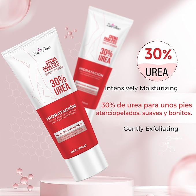 ZAIDOC Urea Cream 30 Percent for Feet 3.38 oz, Foot Cream and Hand Cream Maximum Strength with Hyaluronic Acid, Aloe Vera for Deep Moisturizes, Callus Remover