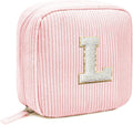 Cute Monogram Makeup Bags - Personalized Initial Cosmetic Pouch for Best Friend, Sister, Teacher & More (Pink, Initial L)
