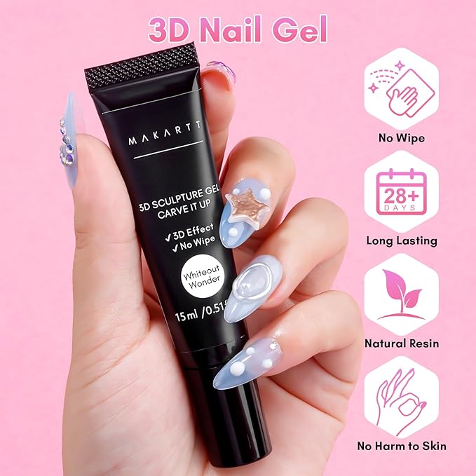 Makartt 3D Nail Gel, 15g Sculpting Gel Glue for Molding and Drawing