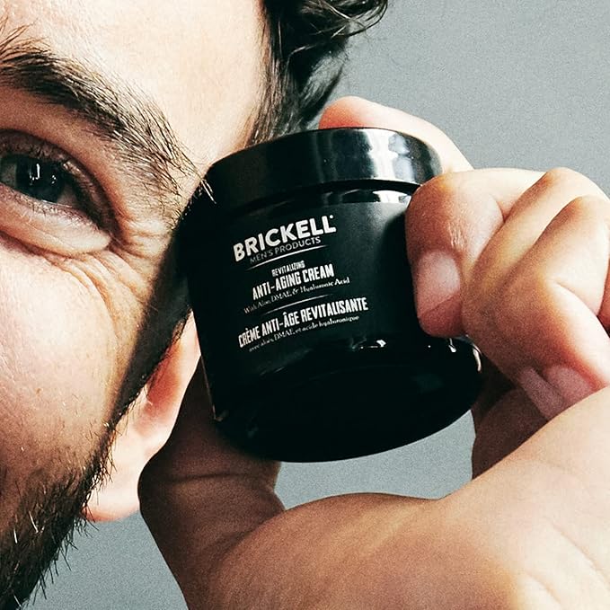 Brickell Men's Revitalizing Anti-Aging Cream For Men, Anti Wrinkle Night Face Cream To Reduce Fine Lines and Wrinkles, With Vitamin E, Jojoba Oil, and Hyaluronic Acid, 2 Ounce, Unscented