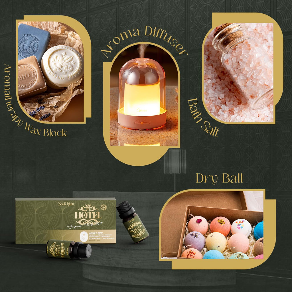 Soulorigin Hotel Diffuser Oils Gift Set, Hotel Collection Fragrance Oil, Luxury Scent Essential Oils Set for Diffuser Home, Inspired by The Four Season and More Scents, Gift for Women and Men