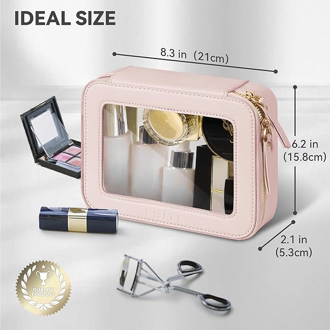 Prite Clear Makeup Bag Travel Cosmetic Organizer Toiletry Case for Women
