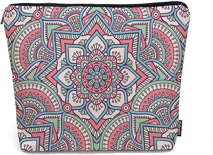 Kalygon Woman Makeup Bag Mandala, Ethnic Tribal Mandala Floral Boho Makeup Bags Travel Cosmetic Bags Toiletry Makeup Organizer Pencil Pouch Make Up Cosmetic Bag For Owners Lady Birthday Gifts