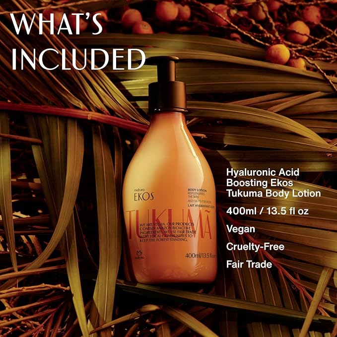 natura – Tukumã Hyaluronic Acid Boosting Body Lotion – Moisturizer for Dry Skin, Improves Texture & Elasticity, Deep Hydration, Vegan Skincare, Brazilian Body Care – 13.5 fl oz (400ml)