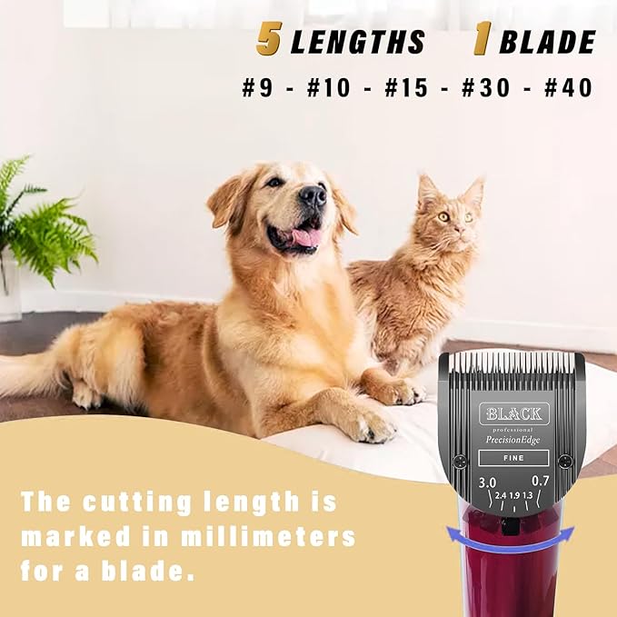 [2 Pack] 5-in-1 Replacement Clipper Blade, Detachable & Adjustable Dog Grooming Blade Compatible with Wahl Arco, Bravura, Chromado, Creativa, Figura, Motion & SuperGroom (Black)