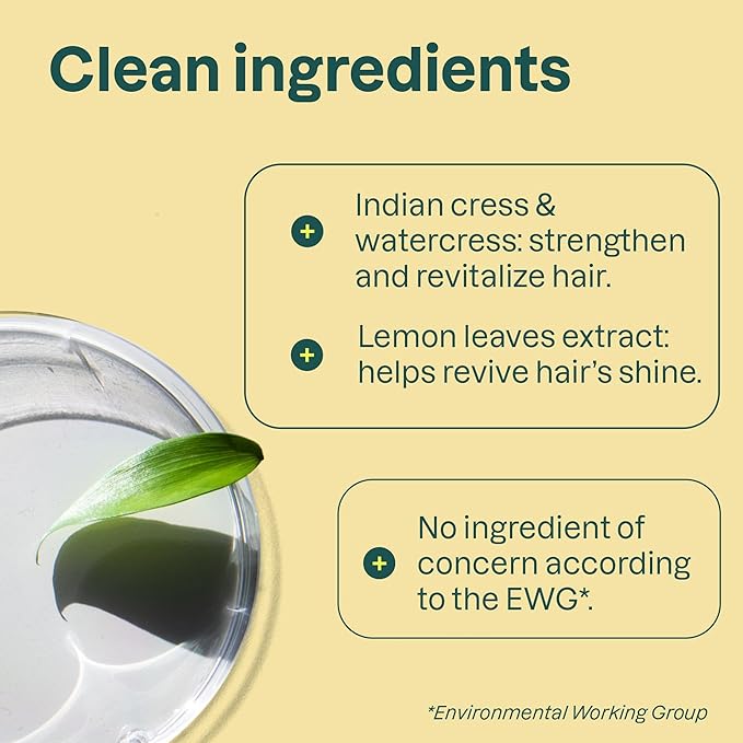 ATTITUDE Clarifying Hair Shampoo, EWG Verified, Restores Shine, Naturally Derived Ingredients, Vegan, Plant Based, Lemon Leaves and White Tea, 8 Fl Oz
