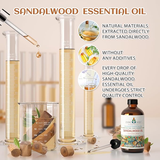EVOKE OCCU Sandalwood Essential Oil for Skin Care, Diffuser & Candle Making