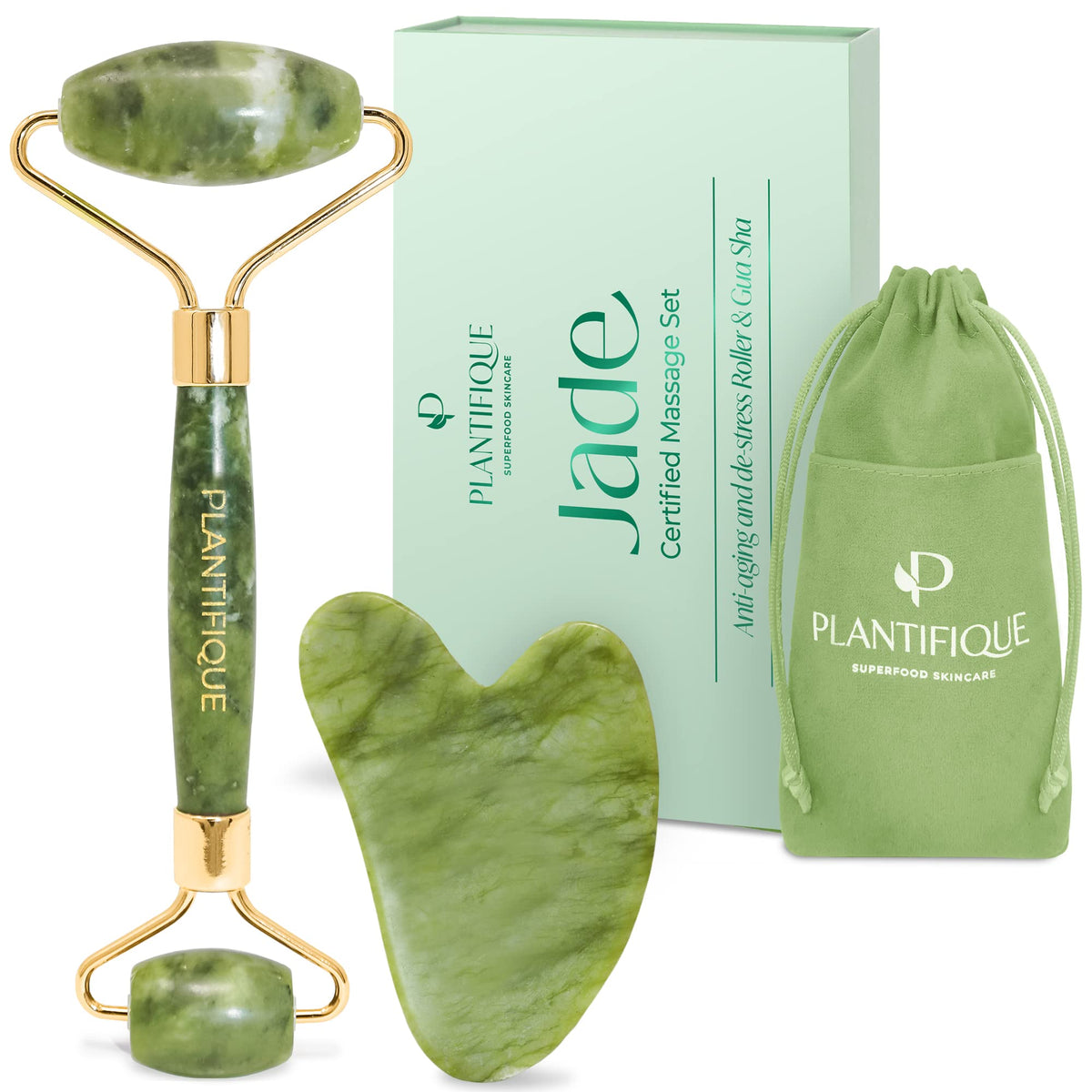 PLANTIFIQUE Rose Quartz Gua Sha Tool – Anti-Aging Face Massager & Jawline Shaper for Skincare Routine – Facial Massage & Skin Care Gift