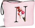 Vavabox A-Z Personalized Makeup Bag, Birthday Gifts for Women Mom, Gifts for Best Friend, Bride Bridesmaid Cosmetic bag (N, 06-Pink)
