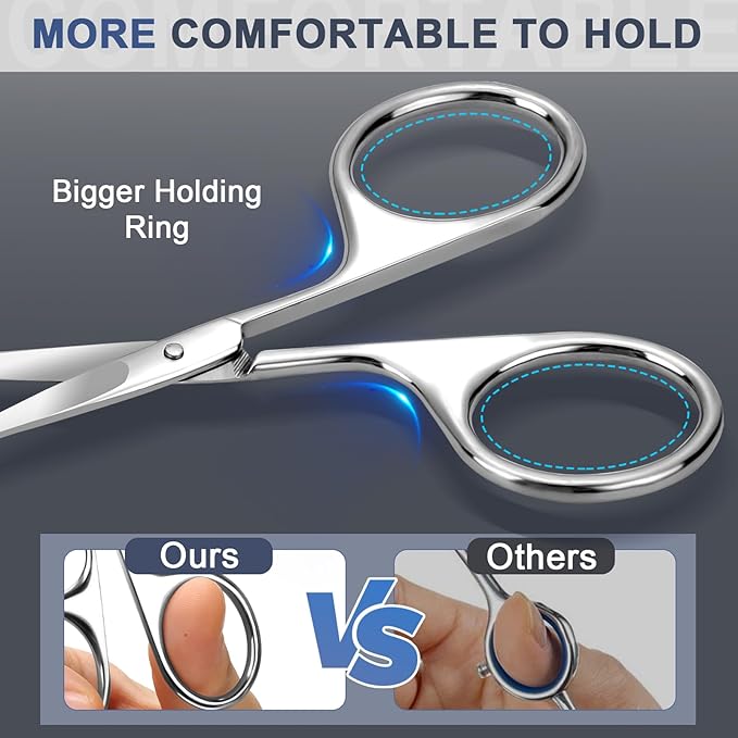 ESVIENS 2 Pack Eyebrow Nose Hair Scissors, Stainless Steel Rounded Tips