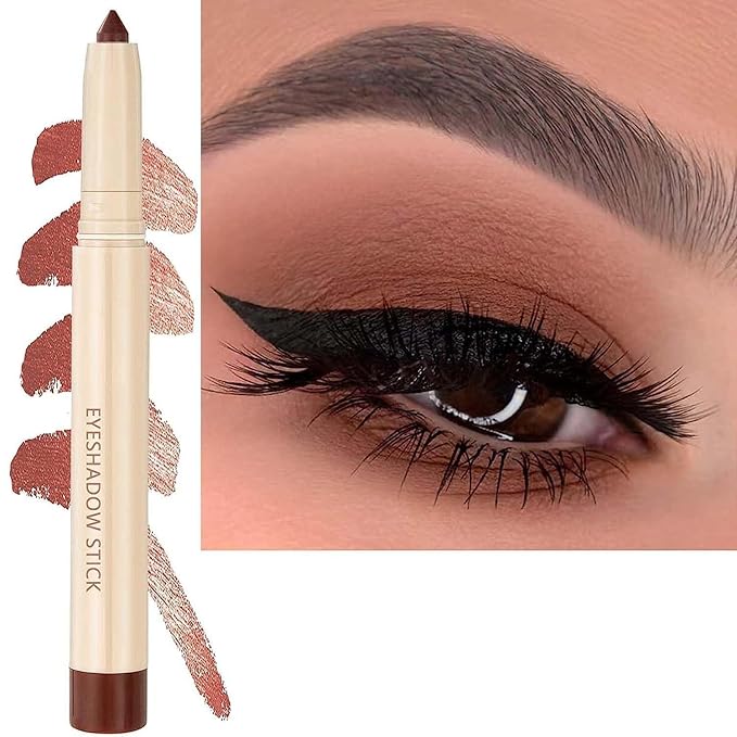 SAUBZEAN Eyeshadow Pencil Makeup, Waterproof Hypoallergenic Long Lasting Crayon, Highlighter Matte Cream Eye Shadow Stick, Glitter Primer Palette Shimmer Eyeliner Pen, Cocoa Matte