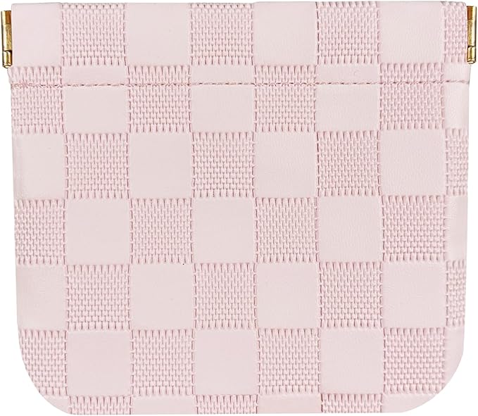 HIGH FIT Leather Pocket Cosmetic Bag for Purse,Coin Purse Lipstick Cosmetic Accessories Organizer, Travel Kit Storage Pouch,Waterproof Portable No Zipper Self-closing (pink/Small)