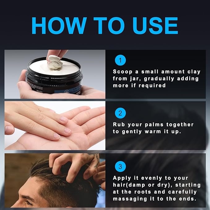 JVR Hair Clay for Men and Women, Medium Hold Matte Finish Hair Clay, Texturizing Clay Hair Product Men with Natural and Organic Ingredients, Easy To Wash Out, For All Hairstyles Cream (2.86 oz)