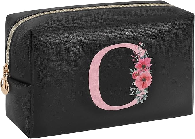 Initial Makeup Bag for Women, Travel Makeup Bag Small Cosmetic Bag, Birthday Gifts for Girls and Women, Teen Girls Gifts Trendy Stuff, Personalized Gifts for Grandkids Teacher Friends Bride Bridesmaid