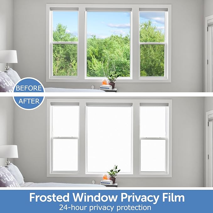 HIDBEA Frosted Window Privacy Film, Frosted White, 11.8 x 78.7 Inch