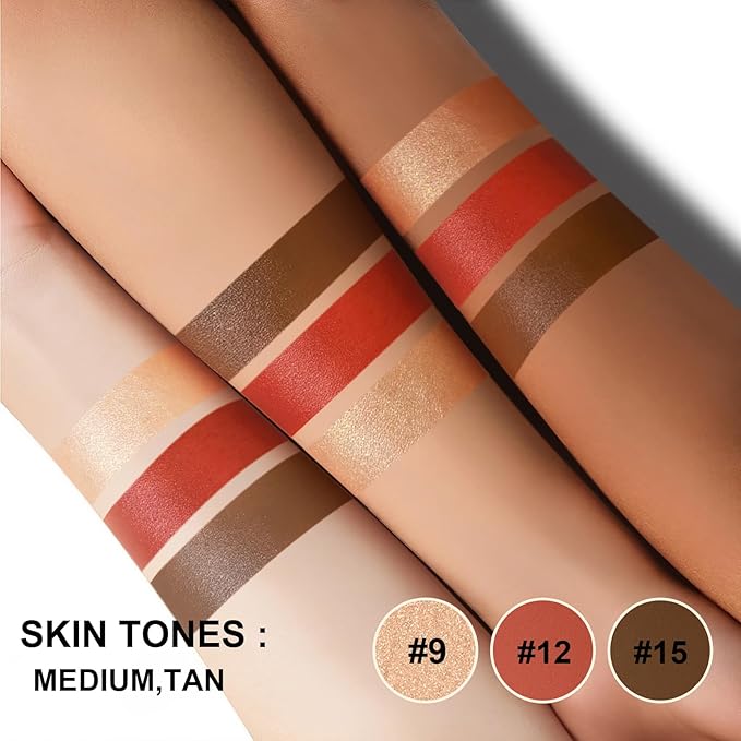 3Pcs Contour Stick Makeup Kit,Shades with Highlighter Blush Bronzer, MEDIUM