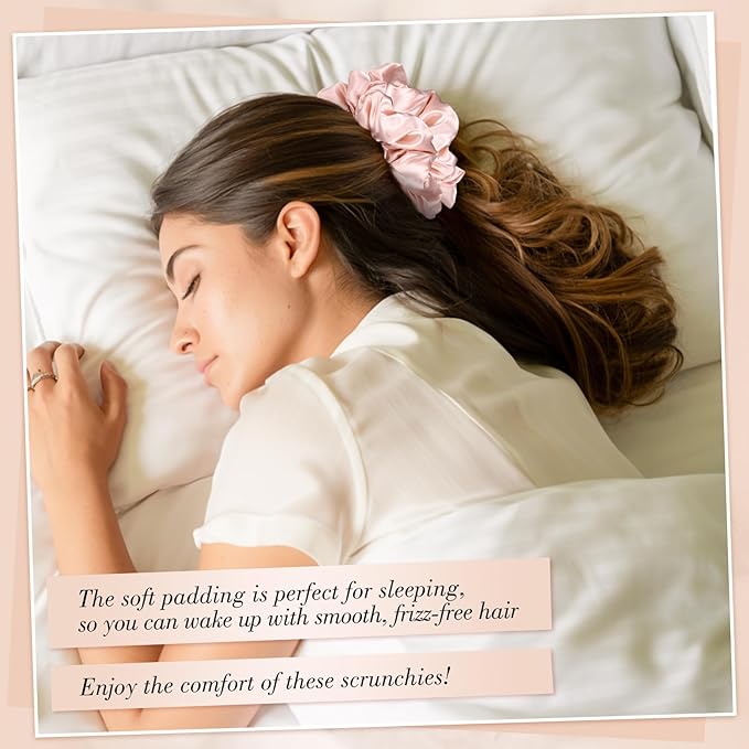 3 Pack Sleepy Hair Tie for Women Girls, Large Pillow Satin Scrunchies