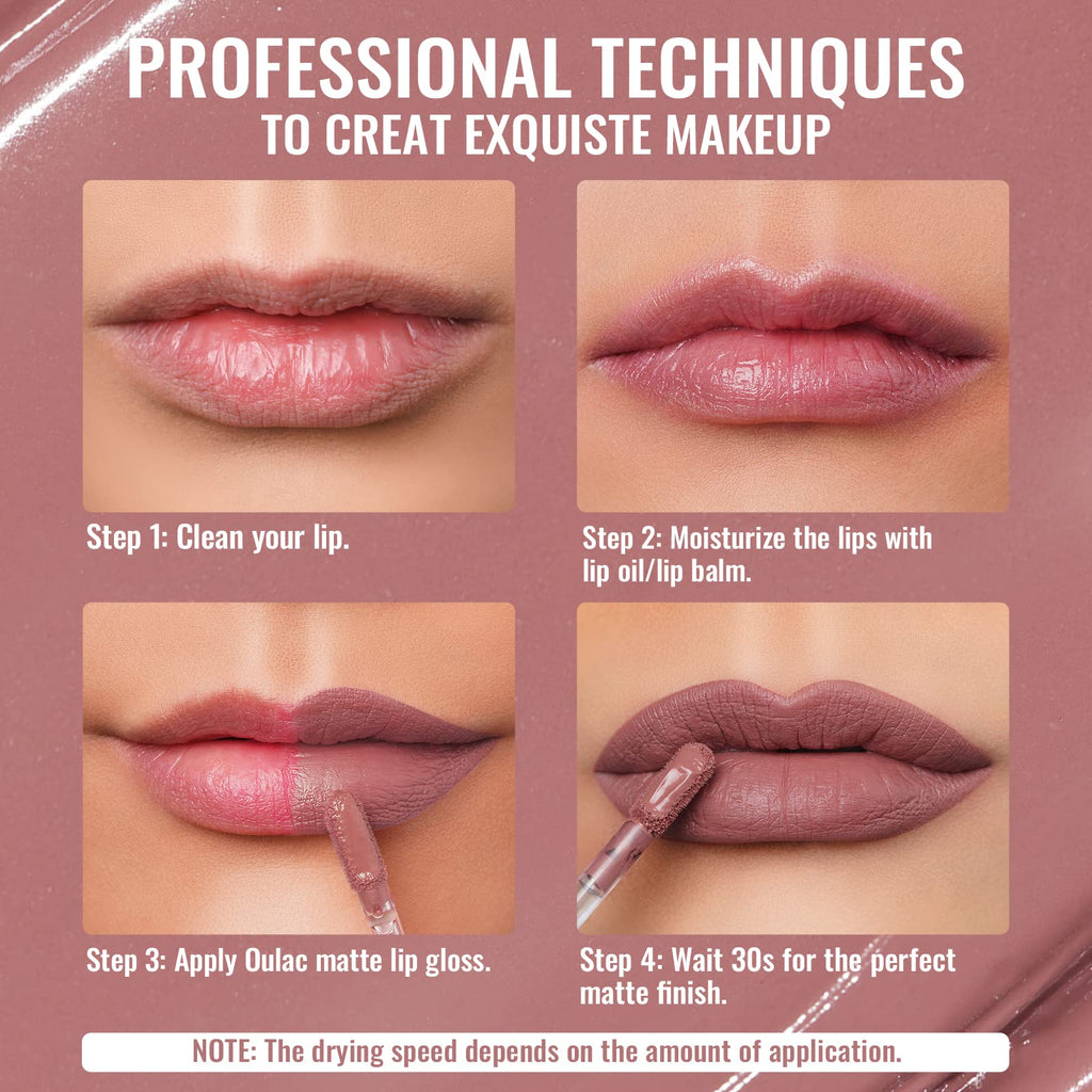 Oulac Matte Liquid Pink Lipstick for Women, Pink Nude Long Lasting Lipstick, Waterproof Lip Stain, No Transfer, Creamy High Pigmented Formula with Vitamin E, Vegan & Cruelty-Free M24
