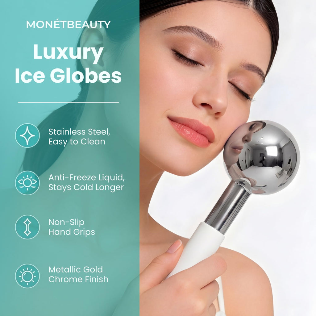 MonétBeauty Tighten Skin, Depuff & Sinus Relief? Try Stainless Steel Ice Globes for Facials, Durable Cryo Globes Tighten Pores, Face Globes for Facial Massages & Daily Beauty Routines