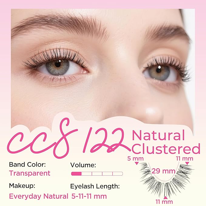 BEPHOLAN False Eyelashes With Tweezers- Ultra-thin False Lashes10 Pairs Eyelashes Pack Natural look Lash Strips Lightweight Lashes with Soft Clear Band(CCS122)