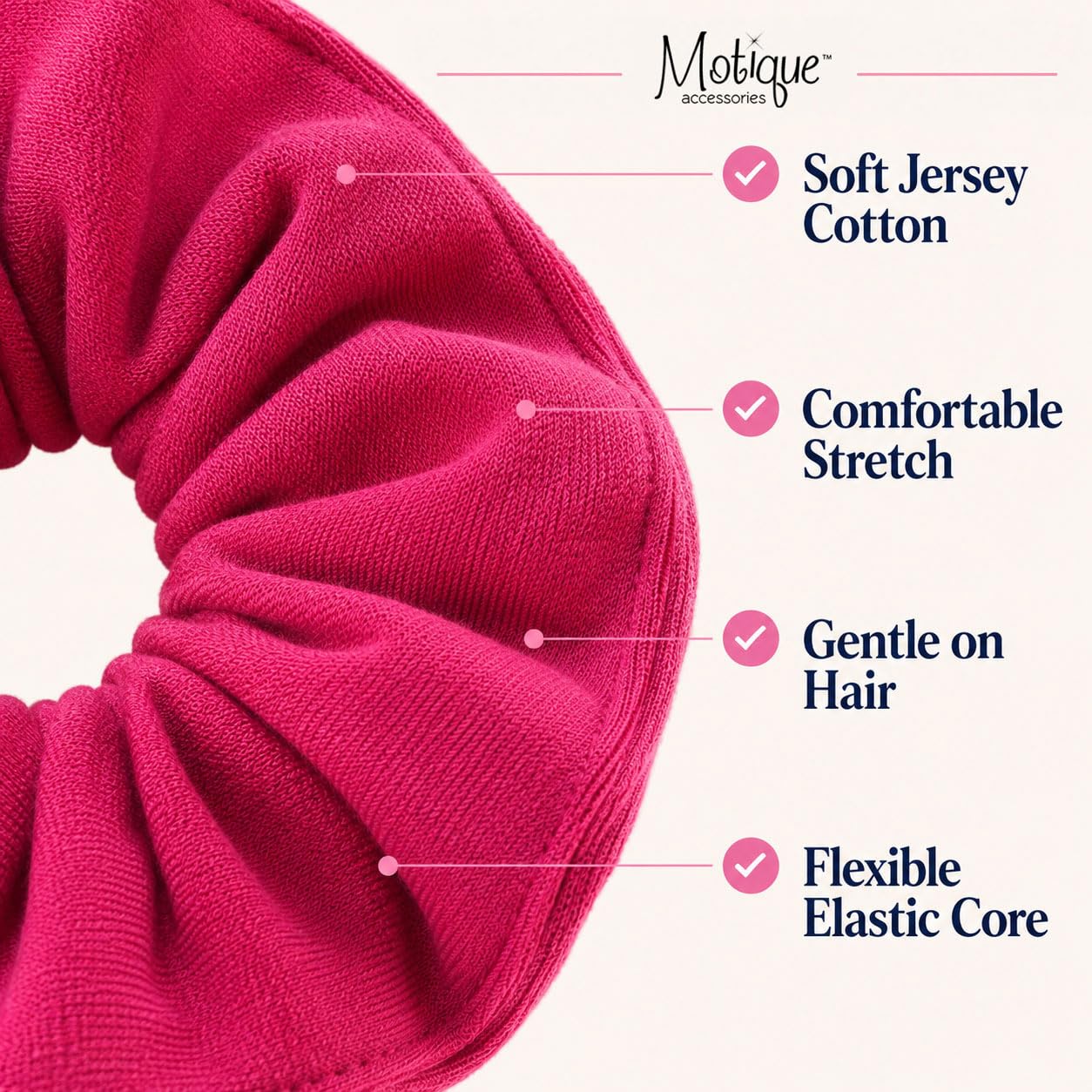 Motique Accessories Large Scrunchies for Women, Pack of 6, Light Pink