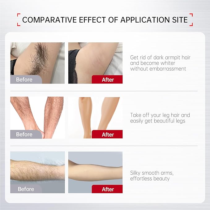 VGO Painless Hair Removal Cream for Women & Men, Hair removal cream for body, back & legs, All Skin Types, 4.06oz w/Spatula