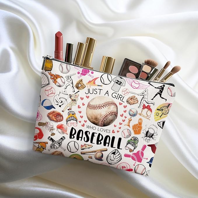 2pcs Baseball Gifts Makeup Bag, Baseballs Coaches Cosmetic Bag Christmas Birthday Gifts for Women Female Coaches Girls Sister BFF, Baseball Stuff Travel Toiletry Bags