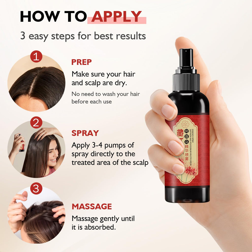 Hgkvnul Saffron Hair Spray, Saffron Essence Spray for Hair Care, Nourishing Hair Care, Anti-Loss Root Strengthening, Improve Dryness and Frizz, Leaving Hairs Shiny Non-Frizzy (2 PCS)