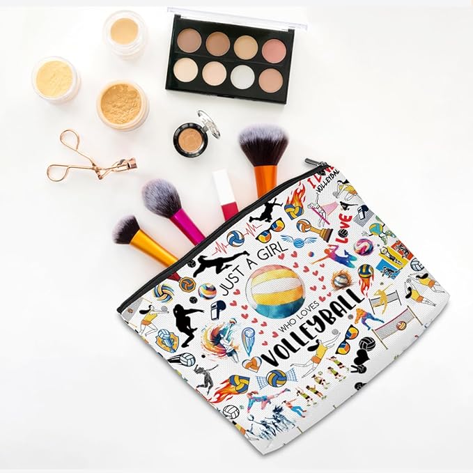 CQM Volleyball Gifts for Women Volleyball Makeup Bag Cosmetic Bag Toiletry Bag Zipper Pouch for Women Sister Friend Volleyballs Lover Teacher Coach Birthday Friendship