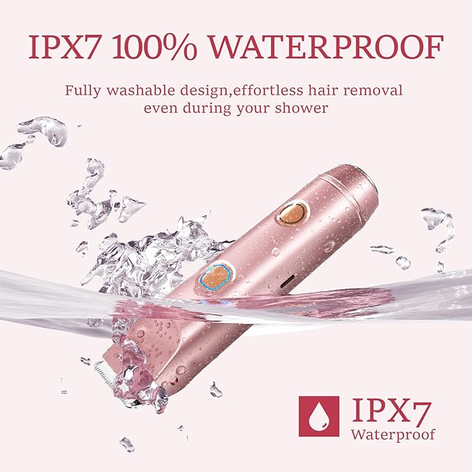 Bikini Trimmer for Women: Electric Razors & Shaver [IPX7 Waterproof] with Dual Heads for Body Pubic Hair
