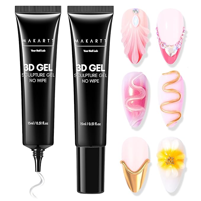 Makartt 3D Nail Gel, 2 Pcs 15g Nail Sculpting Gel for Molding and Drawing
