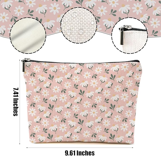 Vintage Daisy Flowers Makeup Bag Friend Friendship Gifts for Women Girls
