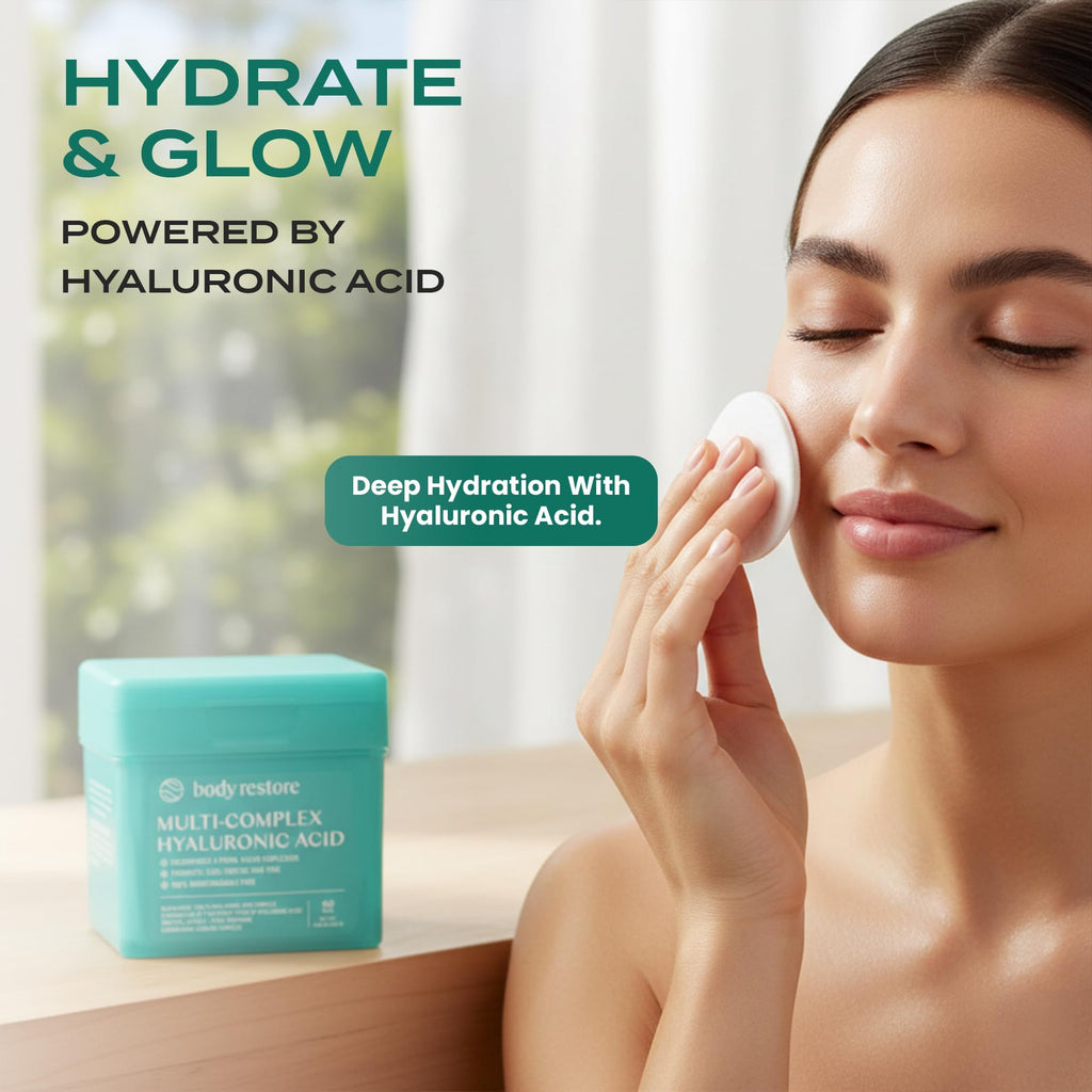 Body Restore Niacinamide Toner Pads, Hyaluronic Acid - Cooling Jelly 60 Ct