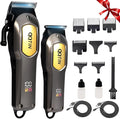 QQTIN Hair Clippers for Men, Cordless & Corded Professional Clippers Set, 7500RPM Rechargeable Hair Cutting Kit with Precision Blades & Guide Combs, Ideal for Barbers & Home Use (Silver)
